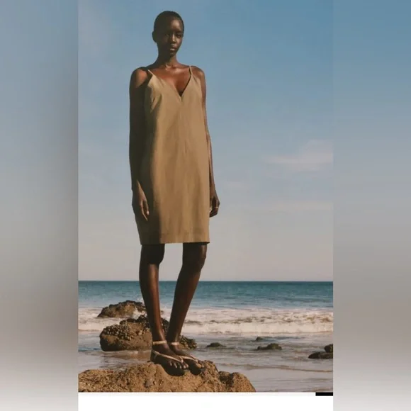 Everlane The Poplin dress Olive , size 2 - Picture 2 of 11